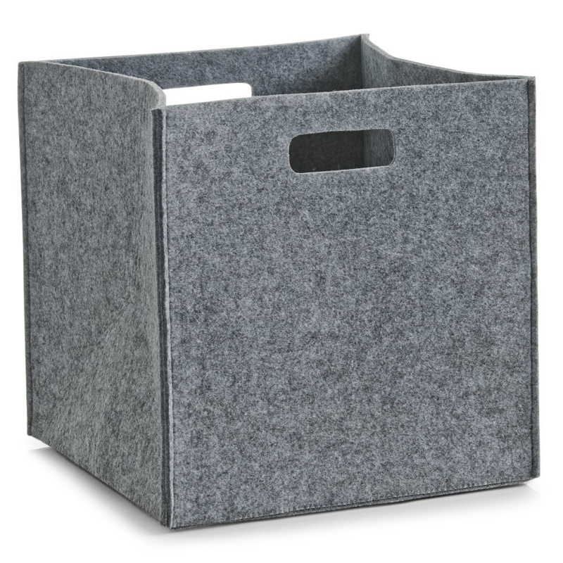 čtvercový kontejner na uskladňování, 33 l, plst, 32 x 32 x 32 cm, ZELLER 14321 šedá