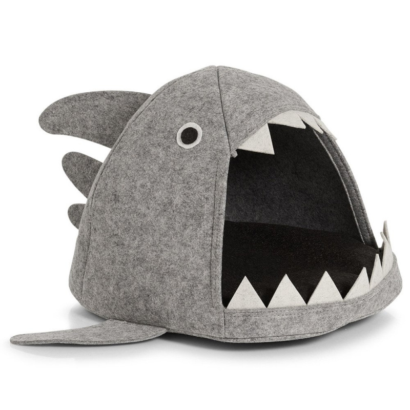 ZELLER Domek pro kočku pelíšek Shark plstěný 45 x 38 x 32 cm 14374 šedá