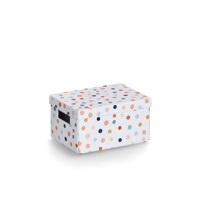 Zeller Kartonové krabice s víkem DOTS, 18 x 25 x 13 cm vícebarevná