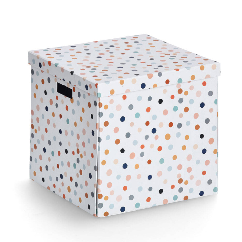 Zeller Kartonové krabice s víkem DOTS, 33,5 x 33 x 32 cm vícebarevná