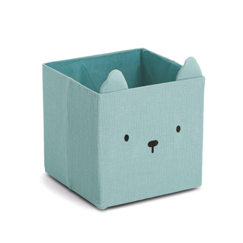Zeller Mušelínový box na hračky COZY KIDS s oušky, 28 × 28 × 28 cm, zelený zelený