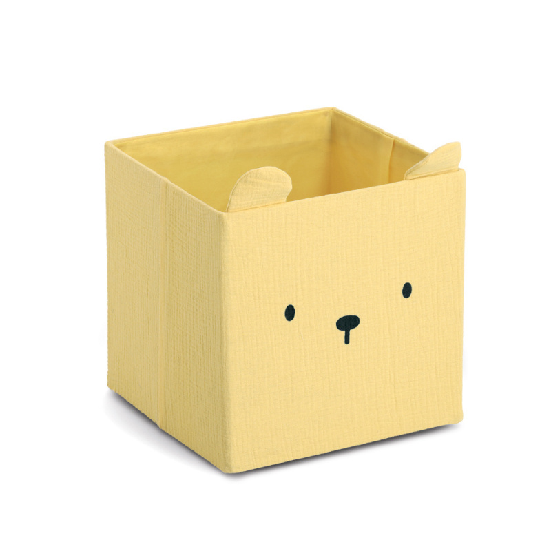 Zeller Mušelínový box na hračky COZY KIDS s oušky, 28 × 28 × 28 cm, žlutý žlutý
