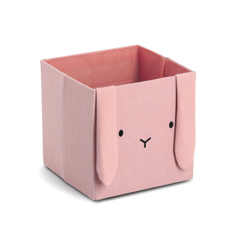 Zeller Mušelínový box na hračky COZY KIDS s oušky, 28 × 28 × 28 cm, růžový růžový