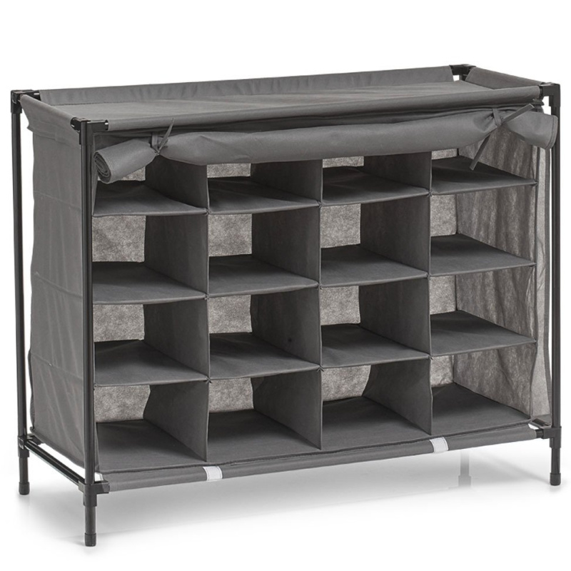 Textilní organizér na boty, tmavě šedá barva, 16 párů, 84x35x66 cm, ZELLER 14615 antracitová