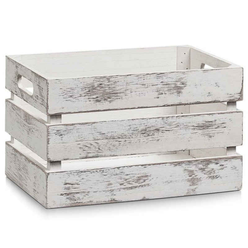 Vintage skladovací box, Dřevěný, Bílá, 31x21x19 cm, ZELLER 15130 bílý