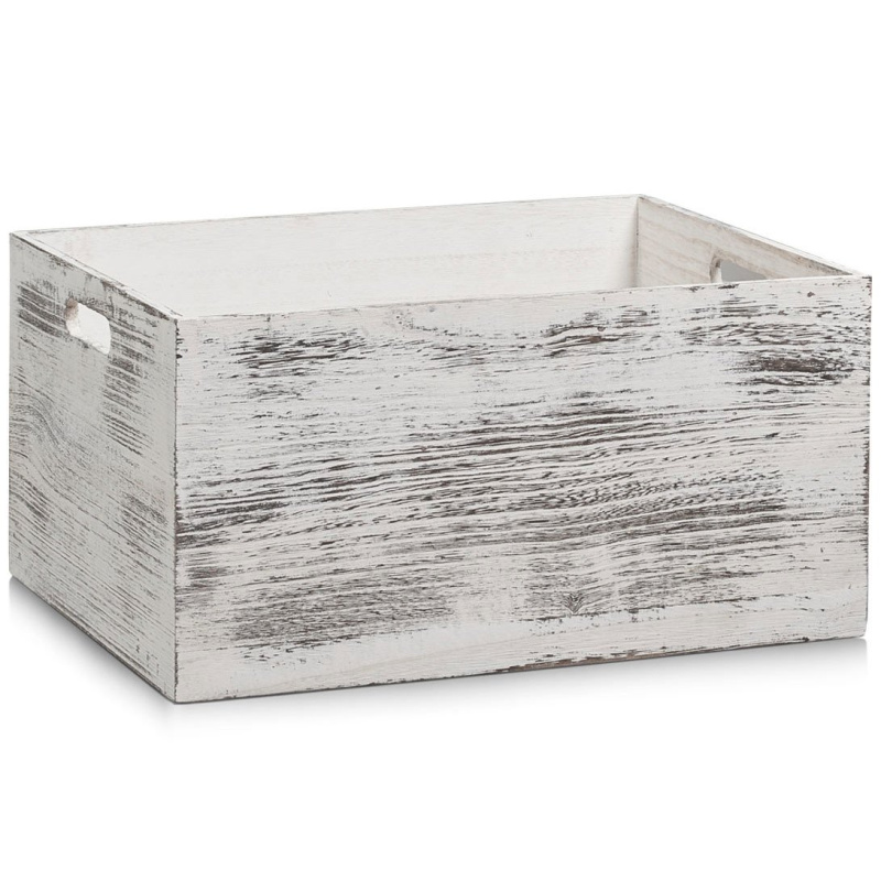 Úložný dřevěný box v bílé barvě, 40 x 30 x 20 cm, ZELLER 15135 bílá