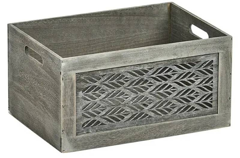 Úložný box Zeller Present Leaves L / 35 x 25 x 18 cm / dřevo / šedá Varianta: ivi1