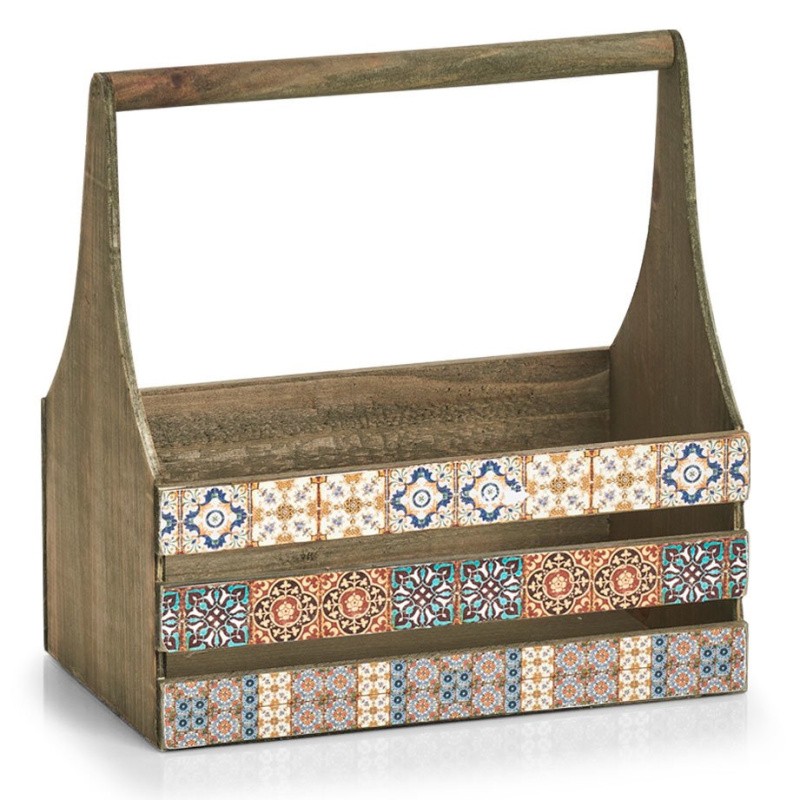 Dřevěný organizér na bylinky s rukojetí MOSAIC, 31 x 19 x 32 cm, ZELLER vícebarevná