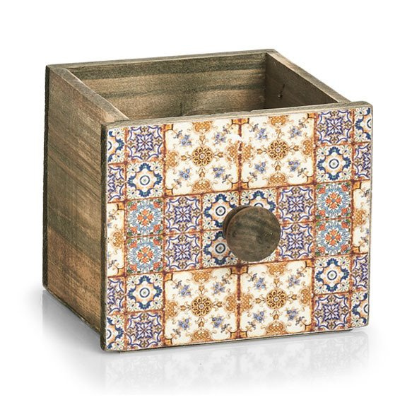 Dekorativní dřevěná zásuvka MOSAIC, 12 x 13 x 11,5 cm, ZELLER vícebarevná