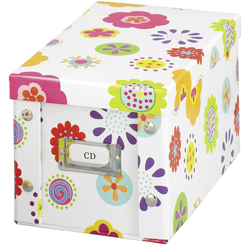 Kartonová krabice na CD disky s květinovým vzorem, 30x28 cm, ZELLER 17850 vícebarevná