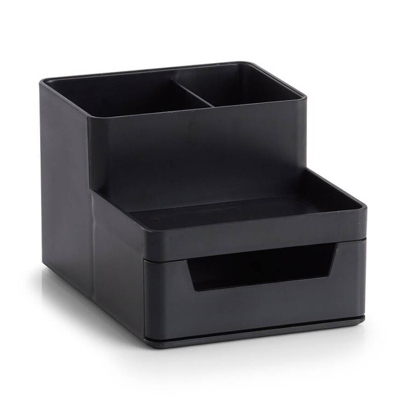 Zeller Plastový organizér na psací stůl, 11,2 x 15,5 x 9,5 cm černá