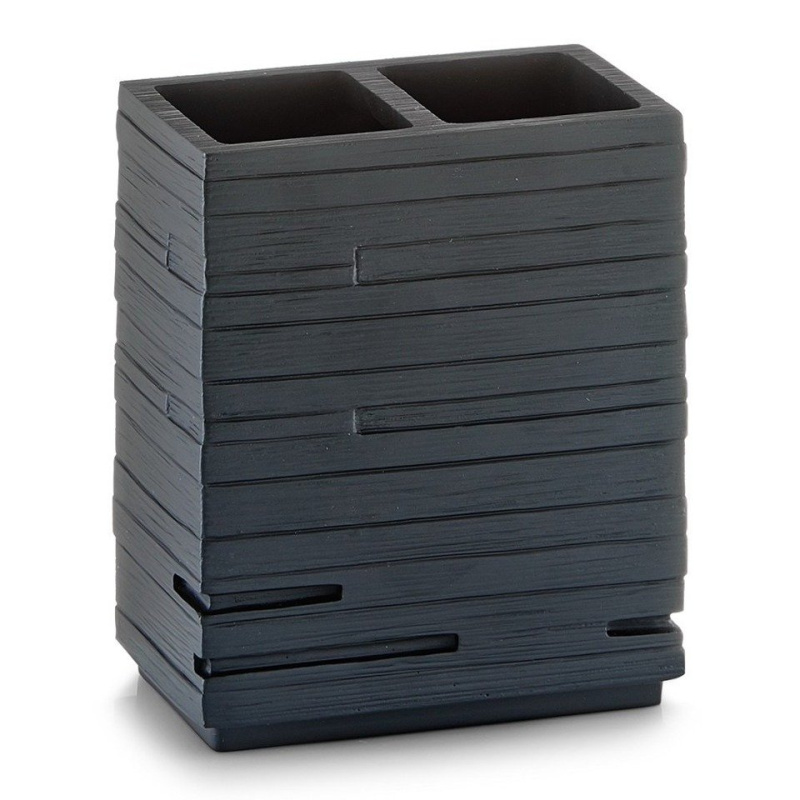 Nádobka na zubní kartáčky SLATE, 2×nádobka , ZELLER 18318 antracitová