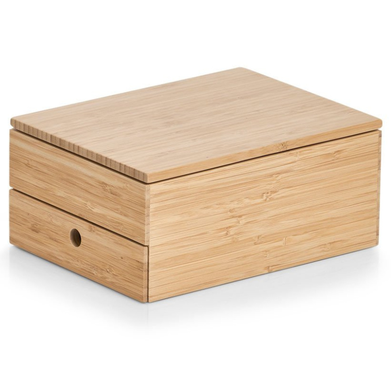 Bambusová skříňka na šperky se zrcátkem, 24,5 x 18,5 x 11,2 cm, ZELLER hnědý
