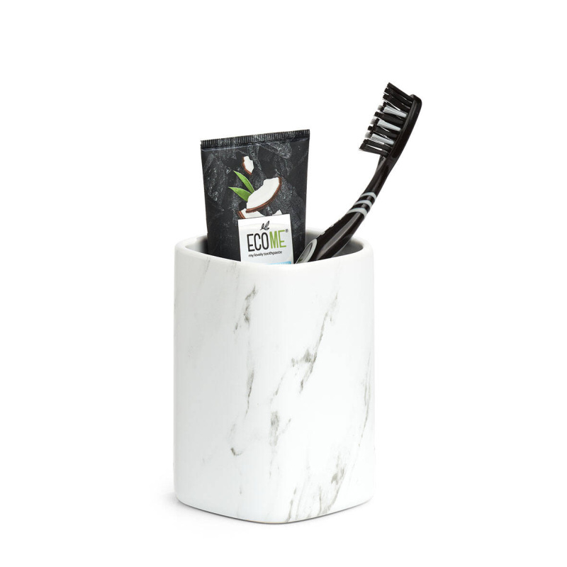 Zeller Keramický kelímek na zubní kartáčky MARBLE bílý
