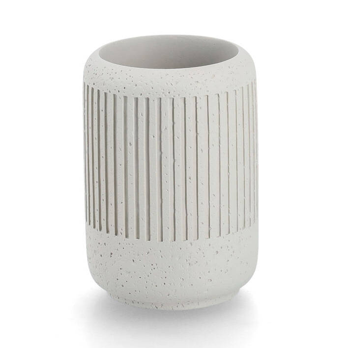 Zeller Kelímek na zubní kartáčky CEMENT, Ø 7 cm bílá