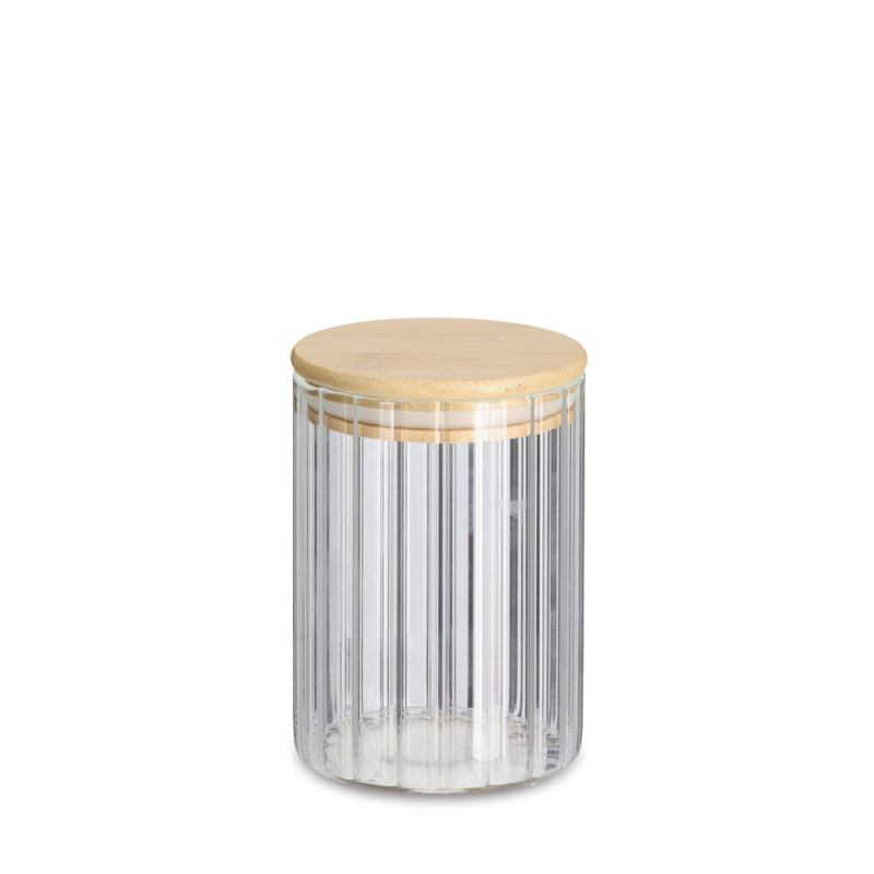 Zeller Dóza s bambusovým víkem GROOVES, 550 ml transparentní