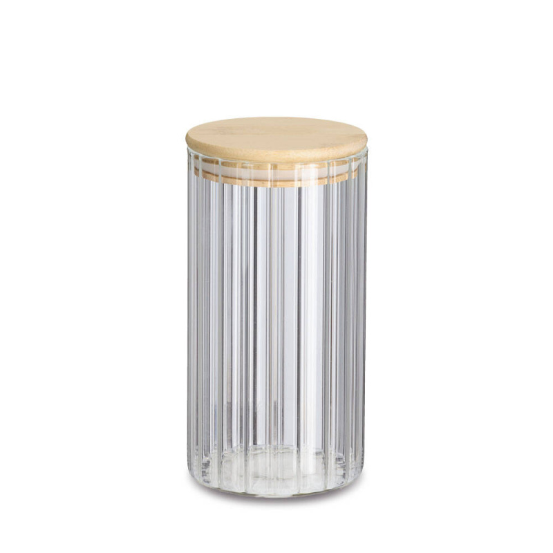Zeller Dóza s bambusovým víkem GROOVES, 800 ml transparentní