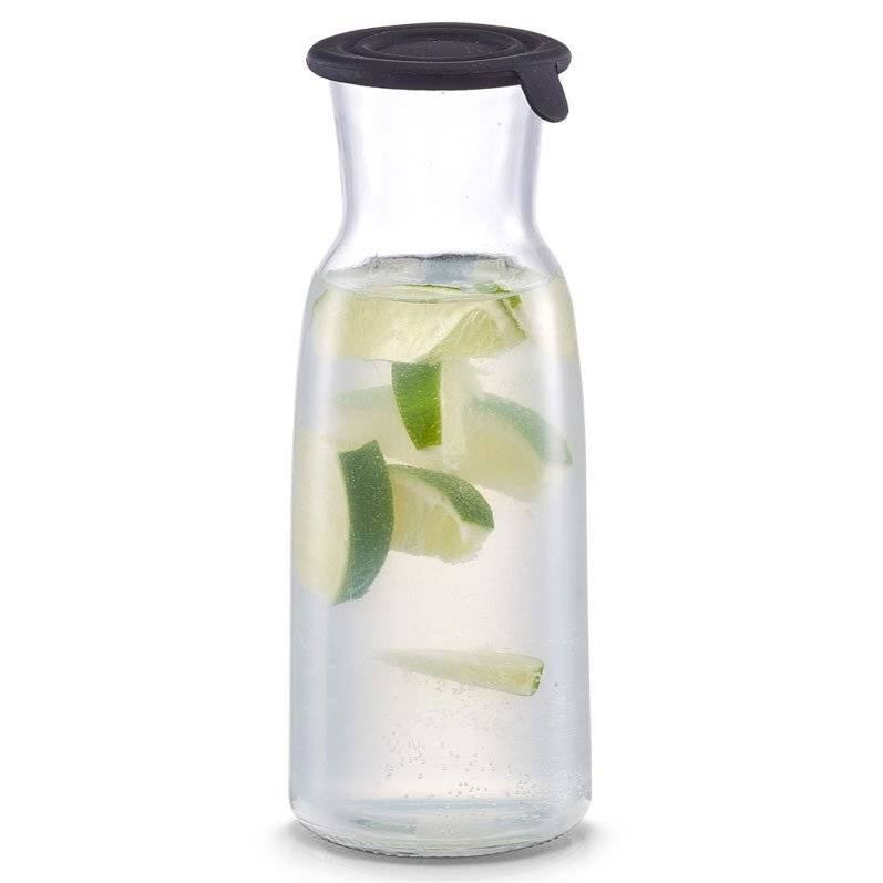 Zeller Skleněná karafa se silikonovým víkem, džbán, 700 ml, černá transparentní