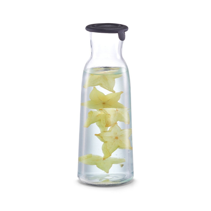 Zeller Skleněná karafa pro studené nápoje, sklenice, hrnec, 1000 ml, černá transparentní