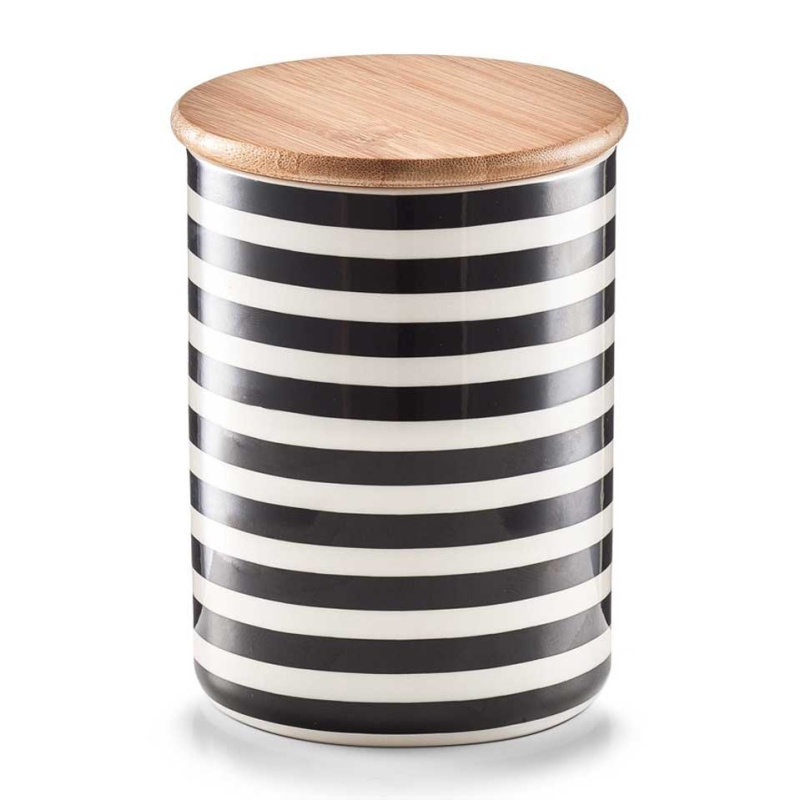 Keramická nádoba STRIPES s víkem, 580 ml, ZELLER 19823 černá