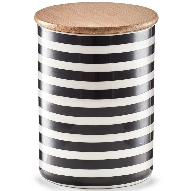 Keramická nádoba STRIPES s víkem, 900 ml, ZELLER 19824 černá