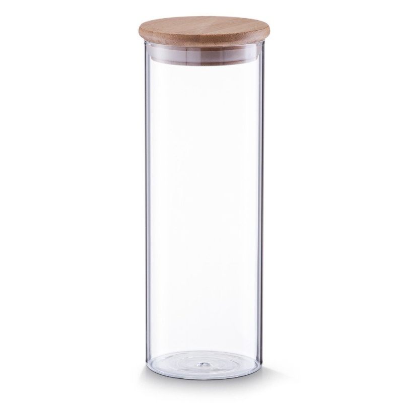 Skleněná nádoba s bambusovým víkem, 1600ml, ZELLER 19978 transparentní
