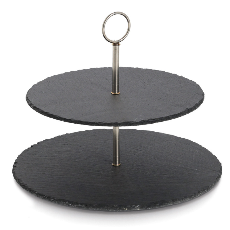 Dvoupatrový servírovací podnos ZELLER, Ø 30 x 23 cm černá 106502