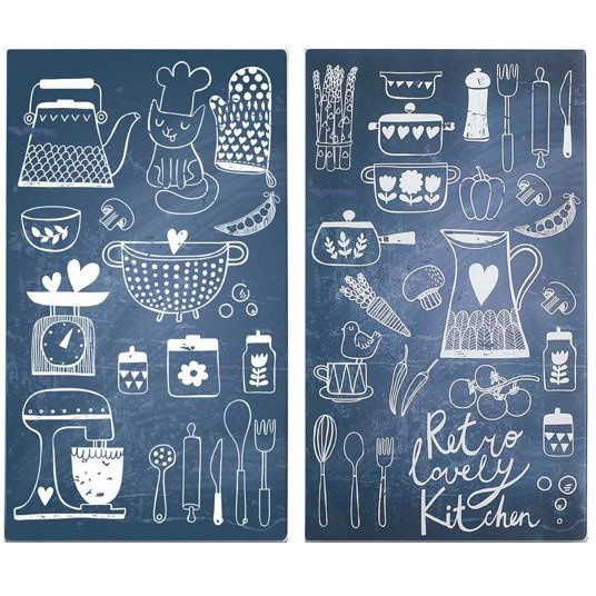 Ochranné skleněné panely LOVELY KITCHEN na sporák – 2 ks, ZELLER 26308 tmavě modrá
