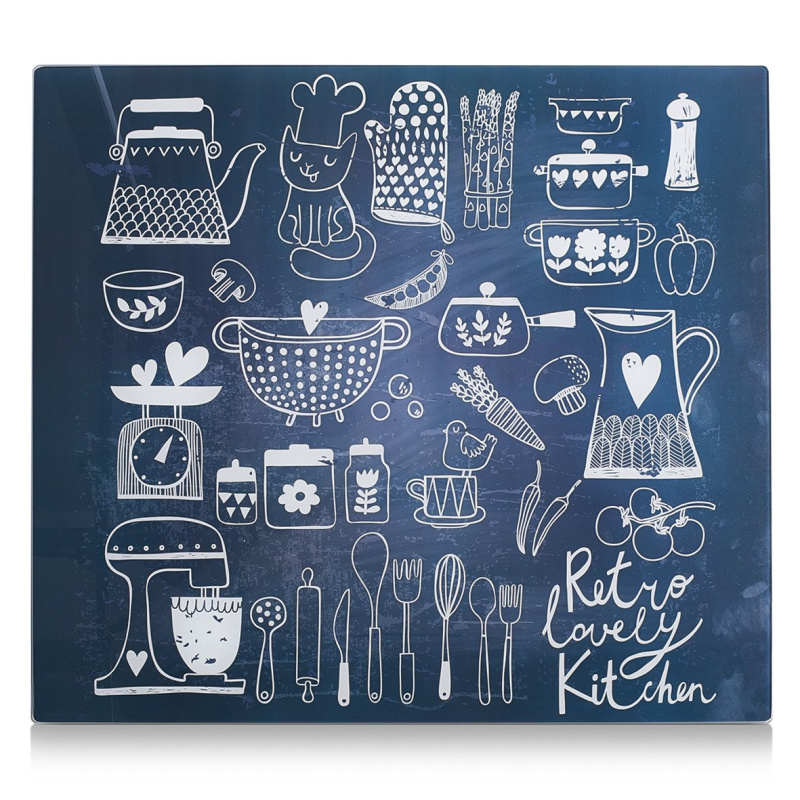 Ochranný skleněný panel LOVELY KITCHEN na sporáky - velká, ZELLER 26309 tmavě modrá