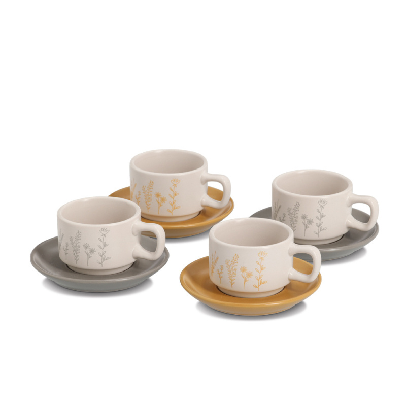 Zeller Sada na espresso FLOWERS, 4 šálky s podšálky, 70 ml vícebarevný
