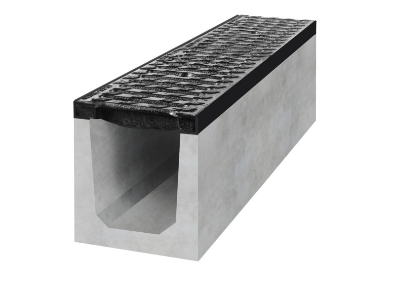 Gutta Spádový betonový žlab D400 s litinovou mříží, 9 / 1000 x 200 x 250 mm