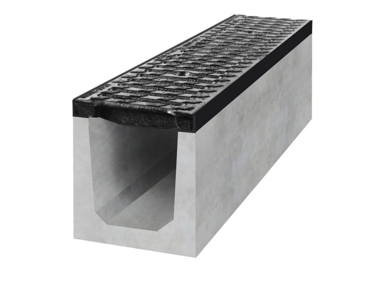 Gutta Spádový betonový žlab D400 s litinovou mříží, 15 / 1000 x 200 x 250 mm