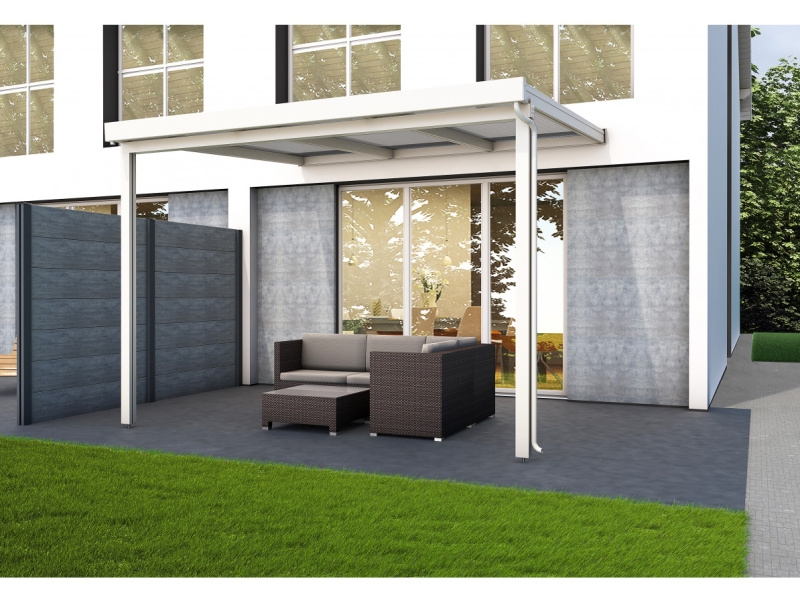 Hliníková pergola Terrassendach Premium 4,10 x 3,06 m - čirý polykarbonát s pruhy / bílá GU4295025X