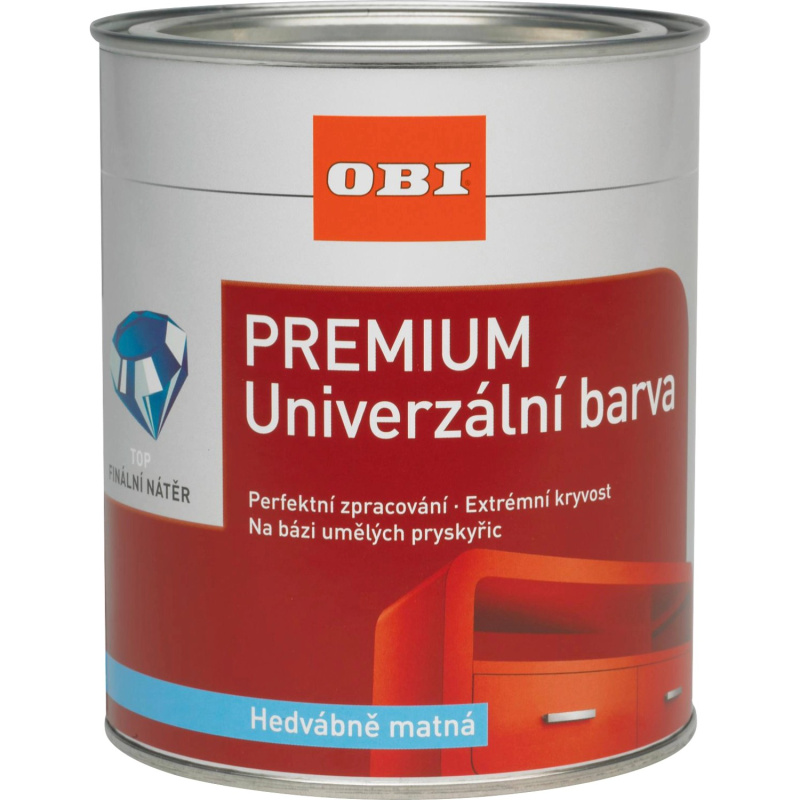 OBI Univerzální barva PREMIUM hedvábně matná čistě bílá 375 ml