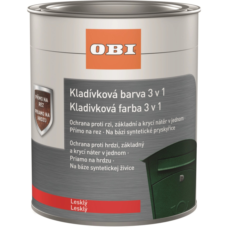 OBI Kladívková barva 3v1 lesklá stříbrná 750 ml