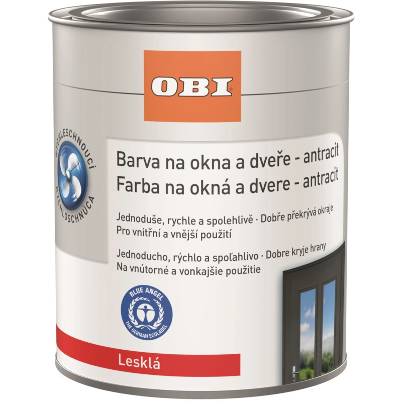 OBI Barva na okna a dveře lesklá antracitová 375 ml