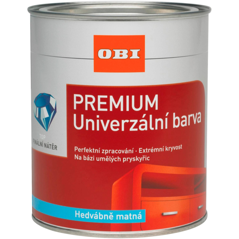 OBI Univerzální barva PREMIUM hedvábně matná čistě bílá 2,5 l