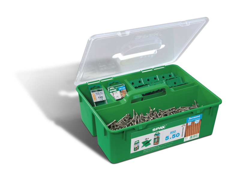 Spax Profesionální sada pro stavbu teras »Green Box«, pro terasy o rozloze 25 - 28m²