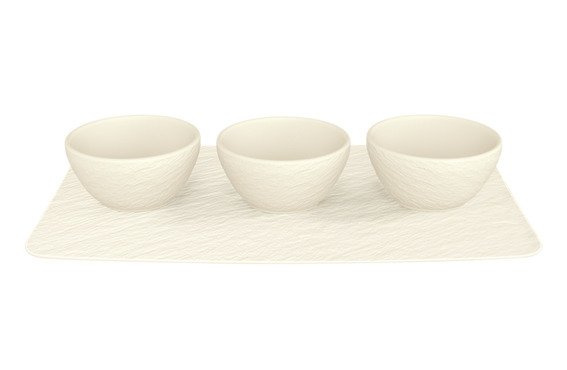 Villeroy & Boch Manufacture Rock Blanc sada misek na dip s podnosem 10-4240-9023