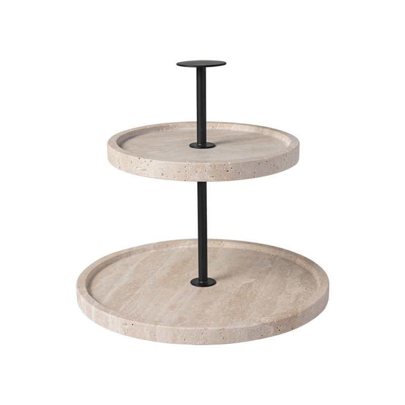 Villeroy & Boch Dvoupatrový etažér z přírodního kamene Manufacture Travertine, Ø 24,5 cm 10-1375-7880