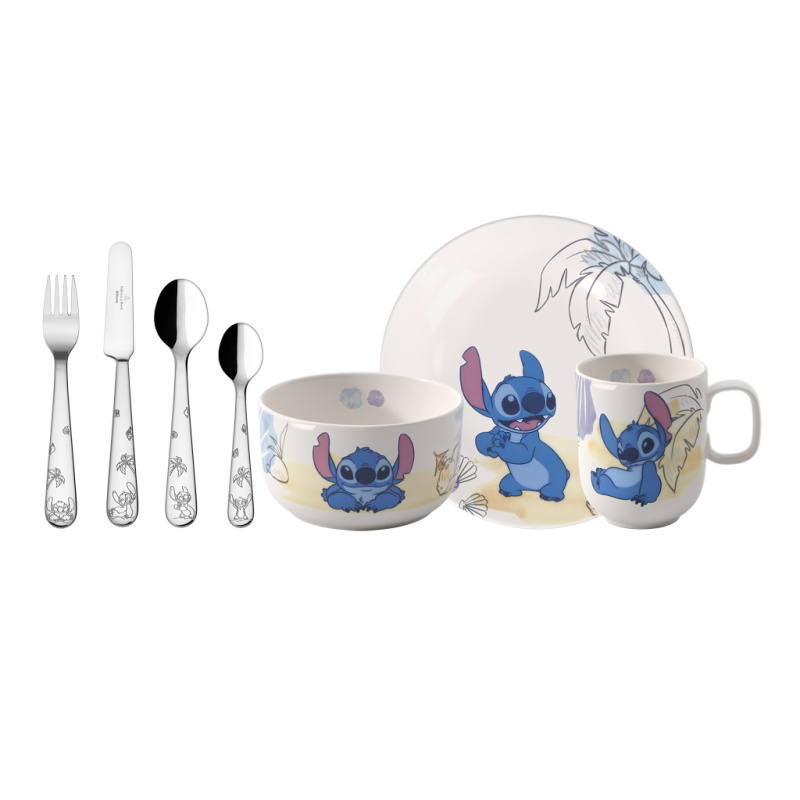 Villeroy & Boch Sada dětského porcelánu a příborů Disney Stitch, 7 ks 14-8681-8435