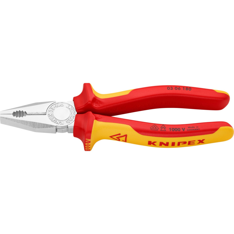 Knipex Kombinované kleště, chromované, izolované vícesl. návleky, VDE, 180 mm