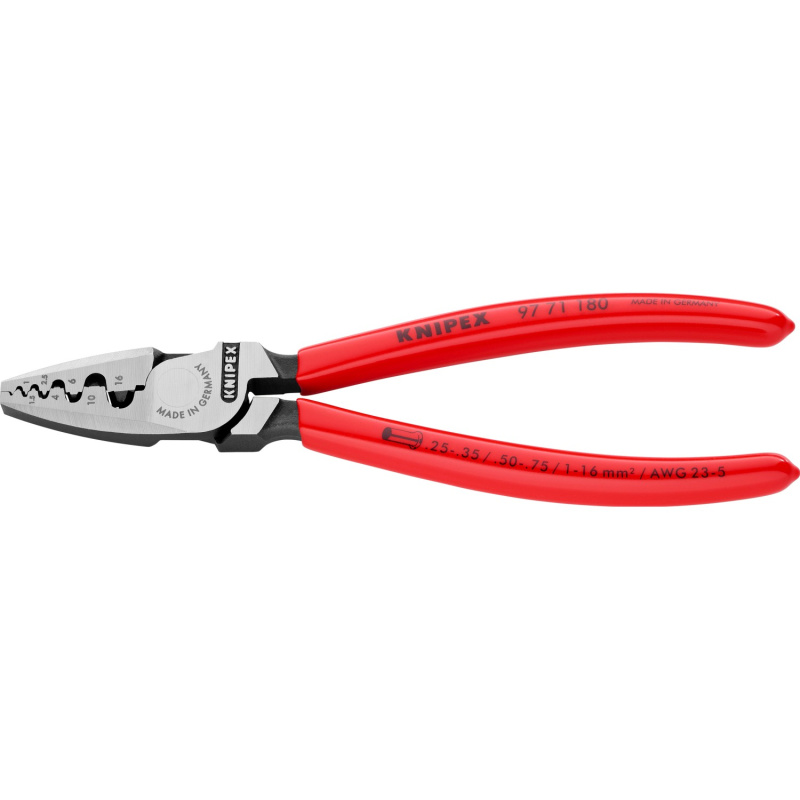 Knipex Lisovací kleště na koncové dutinky, potažené plastem, 180 mm