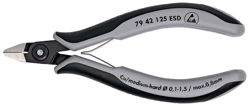 Přesné boční štípací kleště na elektroniku ESD brunýrované 125 mm  - 7942125ESD