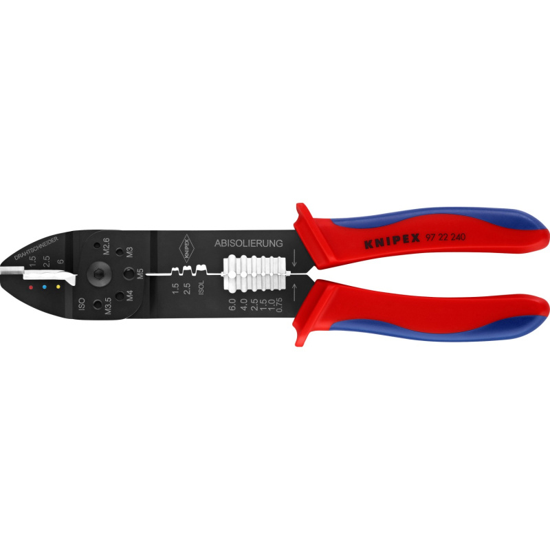 Knipex Lisovací kleště, černě lakované, vícesložkové návleky, 240 mm
