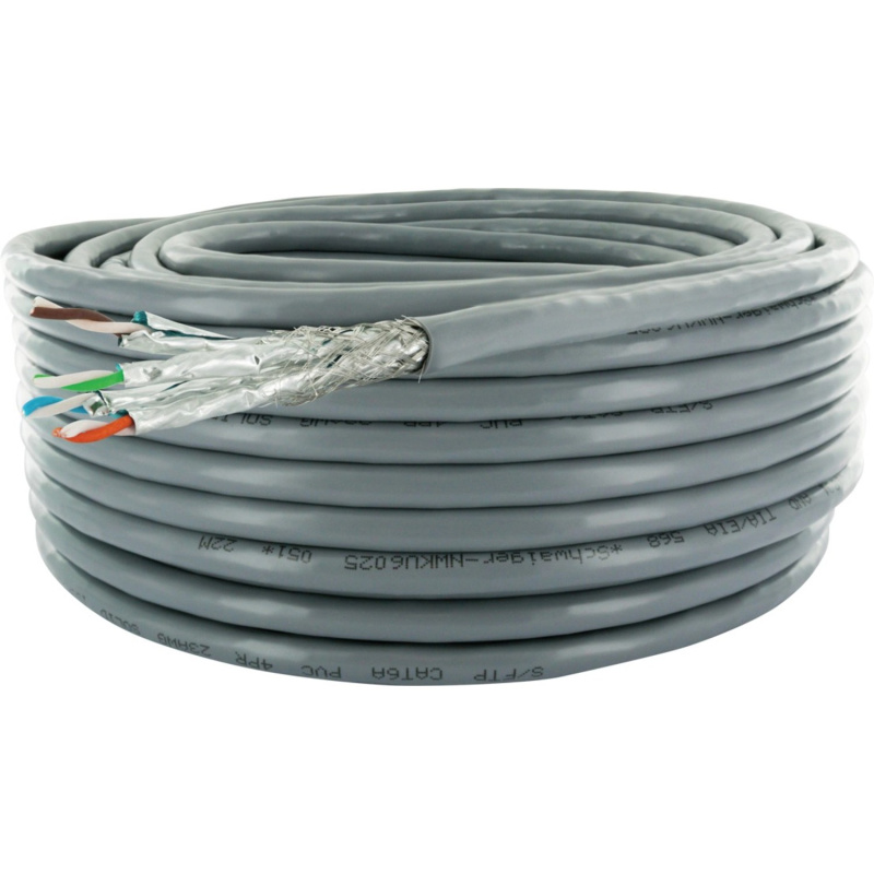 Schwaiger Síťový kabel CAT 6a S/FTP 25 m šedý