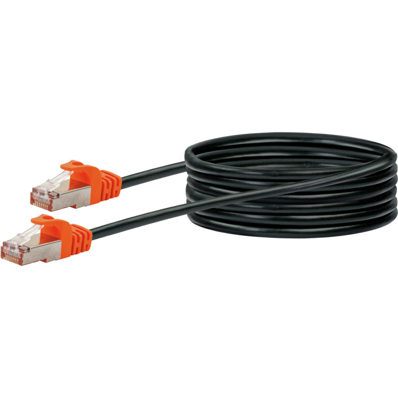 Schwaiger Síťový kabel CAT 7 (S/FTP) EJ45, černá/oranžová, 5 m