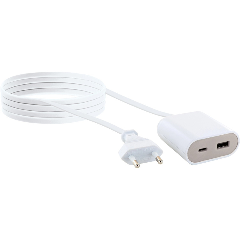 Schwaiger Prodlužovací nabíječka USB-C/USB-A, 17,5W/230V, 2,5 m