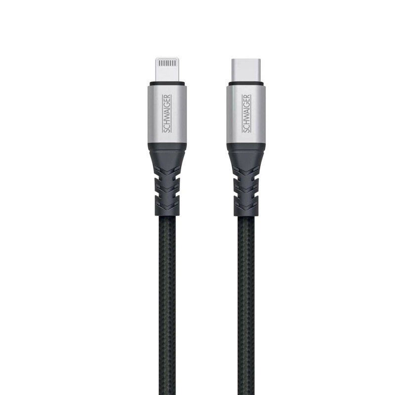 Schwaiger Nezničitelný synchronizační a nabíjecí kabel USB-C/Lightning, 1,2 m