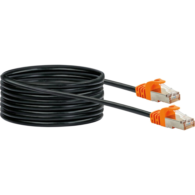 Schwaiger Síťový kabel CAT7 (S/FTP) RJ45, černá/oranžová, 10 m